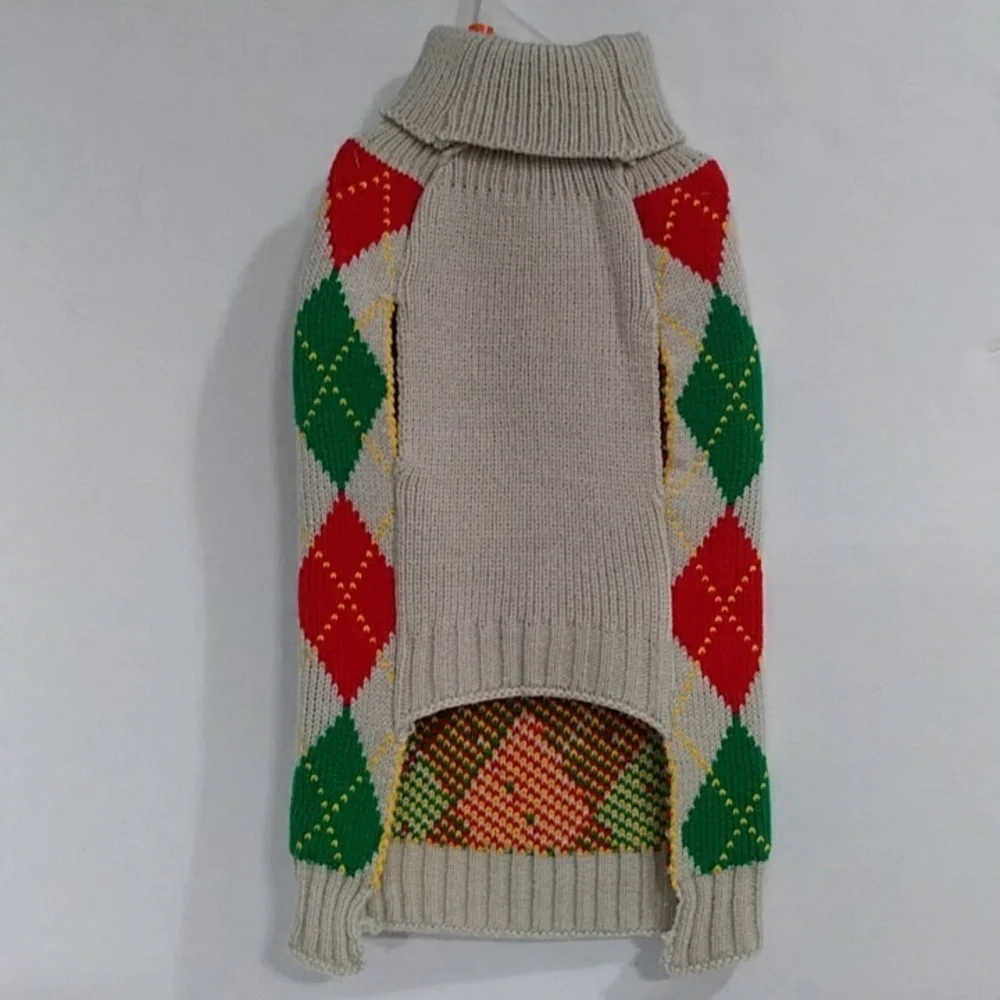 Max & Marlow Red & Green Argyle Pet Sweater Size L *NWT*